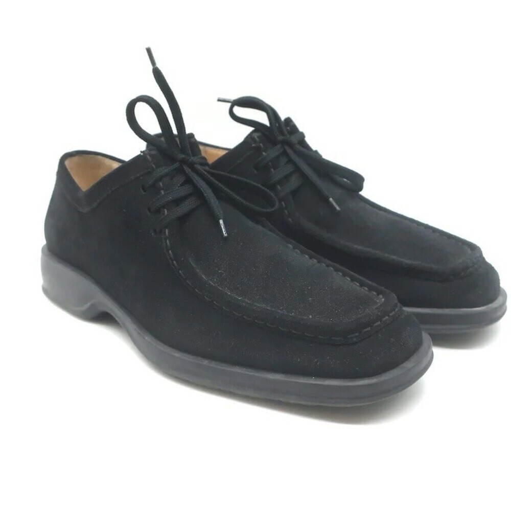 Salvatore Ferragamo Men’s Lace-Up Desert Shoes Black Suede
